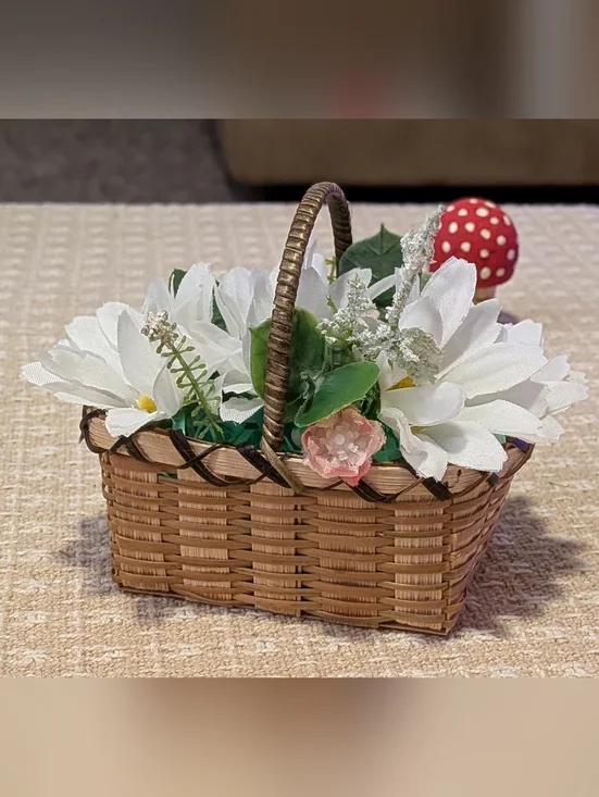 Handmade Little Artificial Flower Basket - Picture 1 of 6